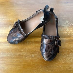 Fitflop Allegro / Frankie Bronze Metallic Snake Embossed Ballet Flats US7